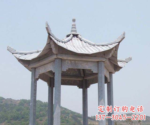 内江园林景观单层石雕凉亭 (2)