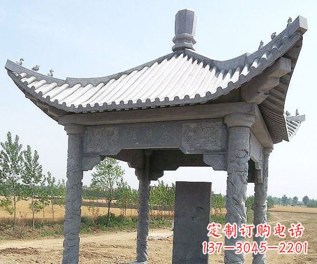 内江园林景观单层石雕凉亭 (4)