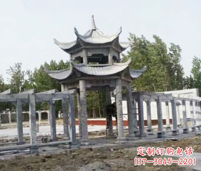 内江园林景观多层凉亭石雕 (2)