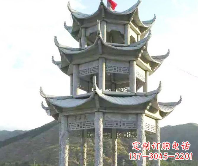 内江园林景观多层凉亭石雕 (3)