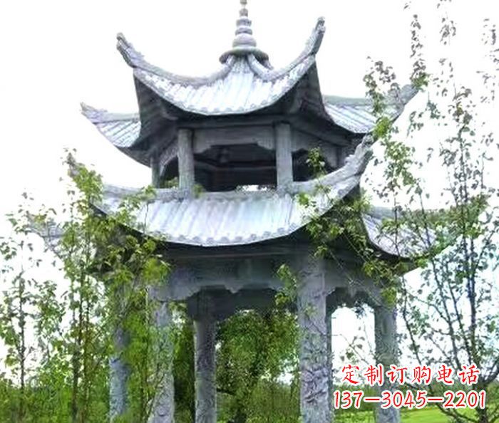 内江园林景观仿古六角石凉亭