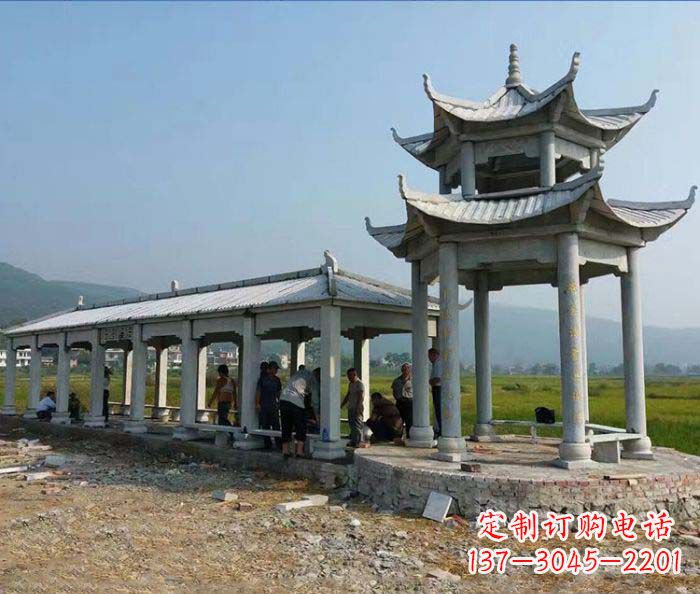 内江园林景观仿古石雕长廊凉亭