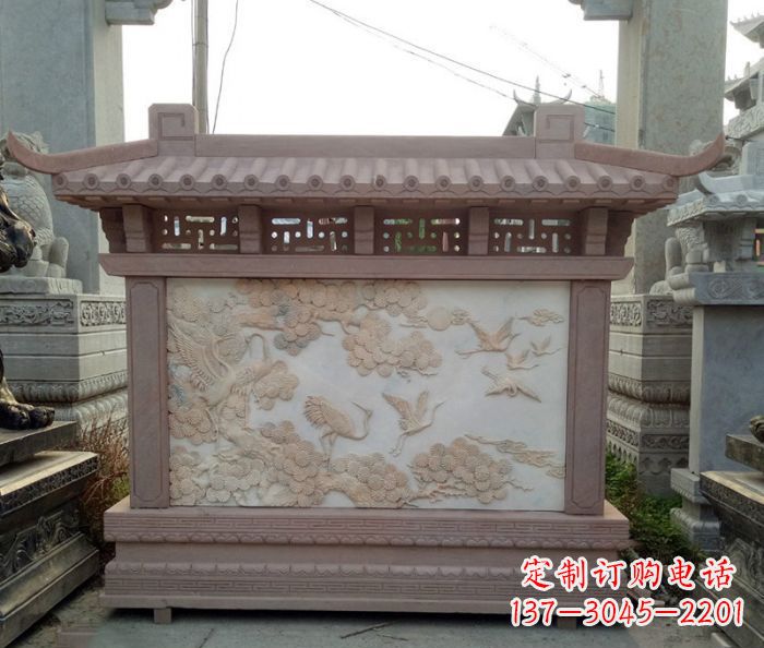 内江园林景观松鹤石浮雕影壁