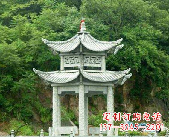 内江园林双层六角石凉亭景观石雕