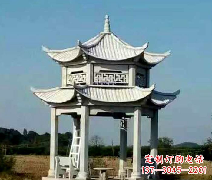 内江园林双层石雕凉亭 (2)