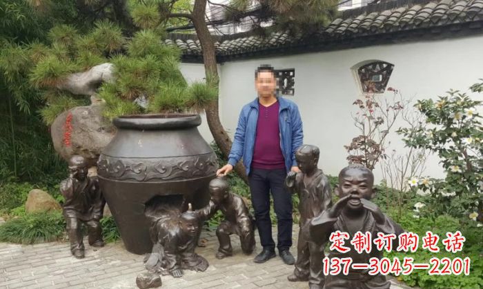 内江园林司马光砸缸铜雕 (2)