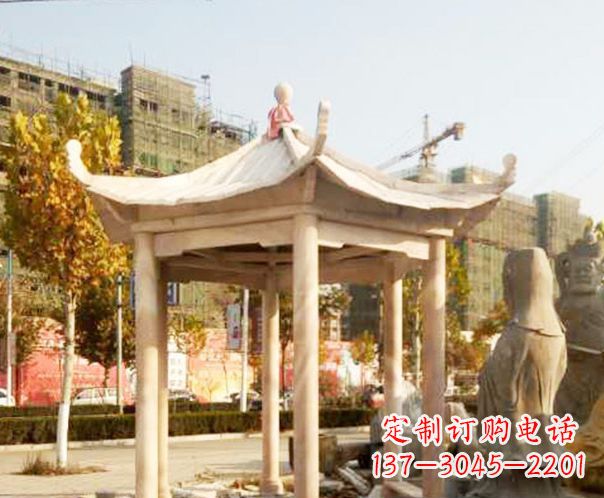 内江园林晚霞红单层凉亭景观石雕