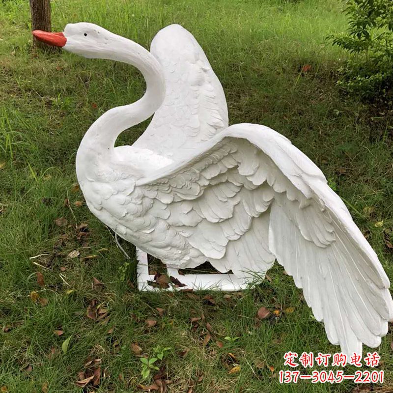 内江展翅飞翔白天鹅仿真发光动物雕塑