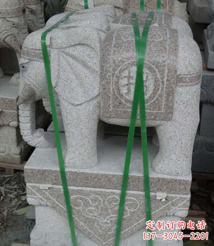 内江招财进宝芝麻灰大象石雕 (4)