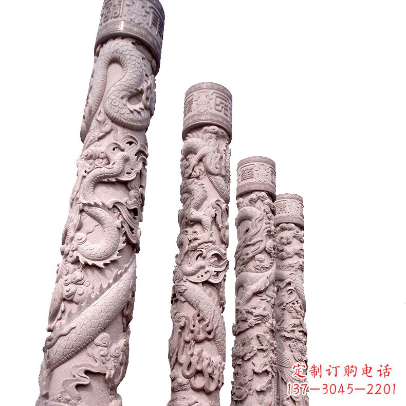 内江中国传统龙柱石雕