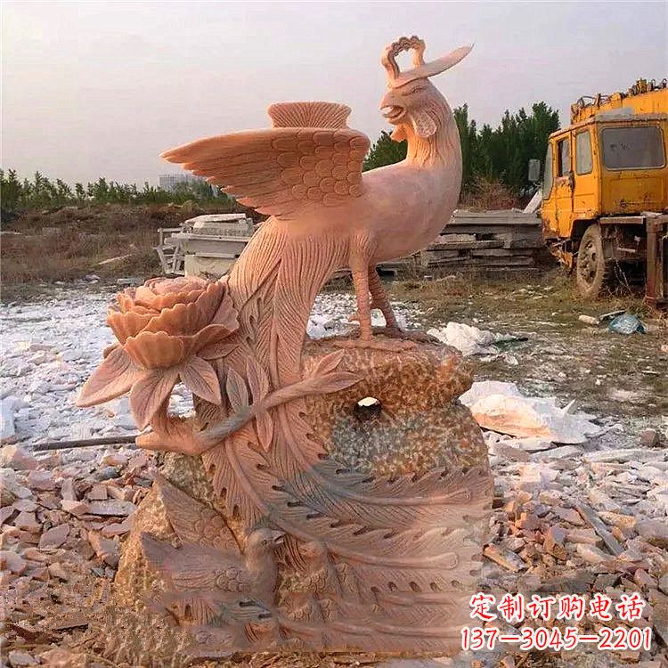 内江中国古代传说中的瑞鸟凤凰牡丹石雕