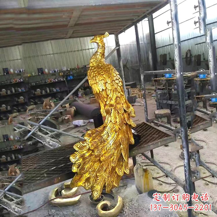 内江中国古代传说中的瑞鸟凤凰鎏金铜雕