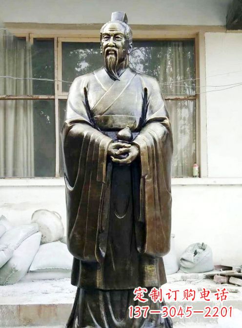 内江中国古代名医扁鹊铸铜雕像半身像