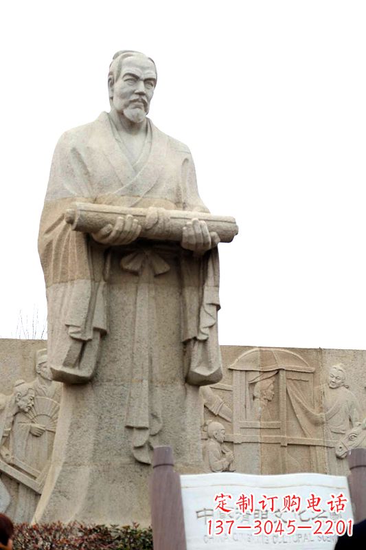 内江中国历史名人北宋绘画大师清明上河图画家张择端汉白玉石雕像