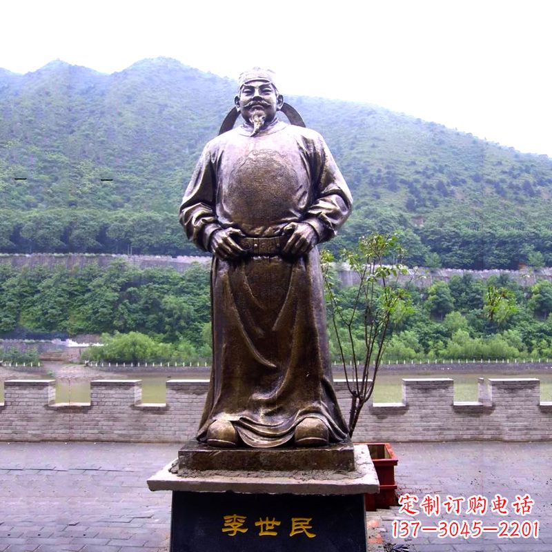 内江中国历史名人唐初著名帝王李世民铸铜雕像