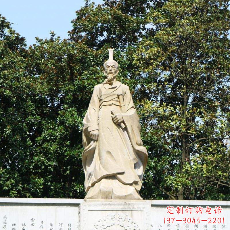 内江中国名人战国时期楚国诗人屈原砂岩石雕像