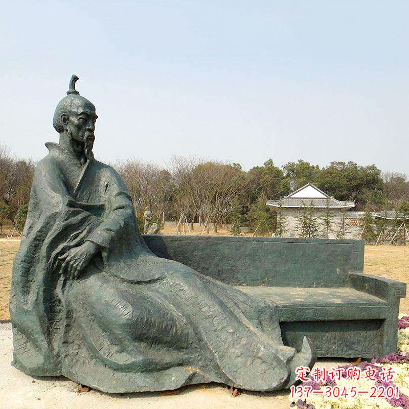内江中国明末清初知名画家八大山人(朱耷)雕塑塑像-公园历史名人铜雕像