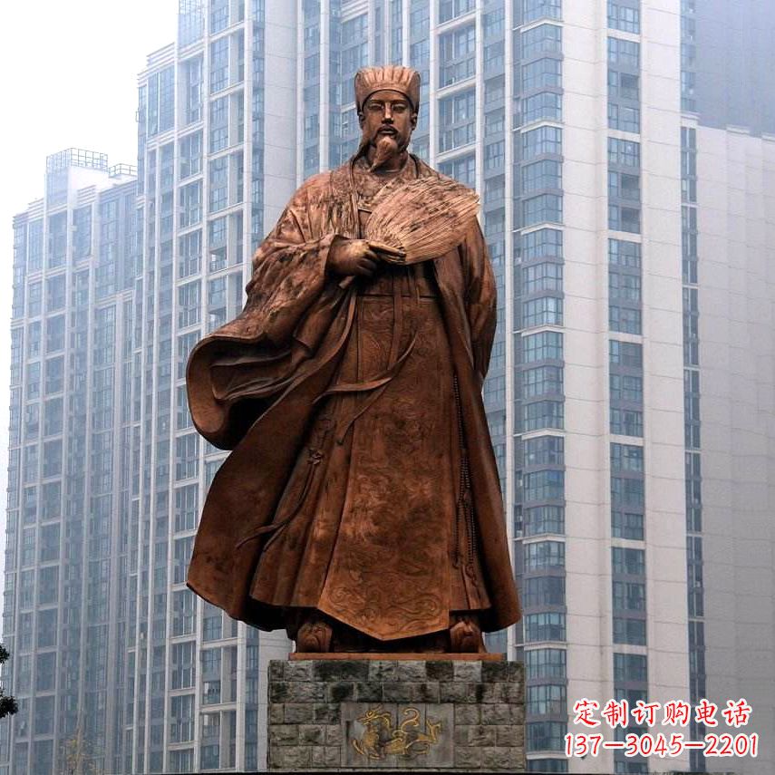 内江诸葛亮城市景观铜雕像-中国古代著名人物三国谋士卧龙先生雕塑