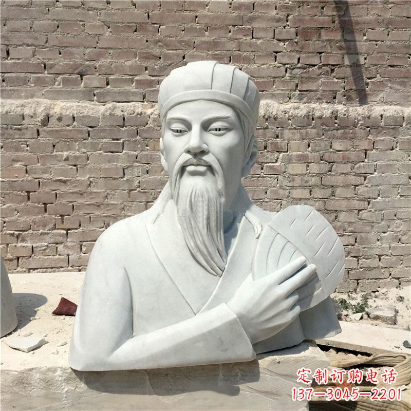 内江诸葛亮汉白玉石雕胸像-三国著名人物雕塑