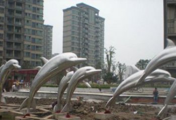 内江小区不锈钢跳跃海豚雕塑