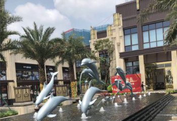 内江小区广场水景海豚雕塑