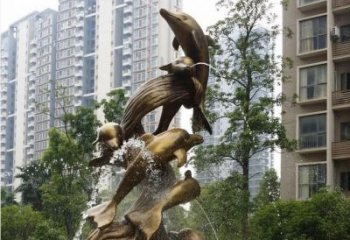 内江小区海豚喷泉铜雕