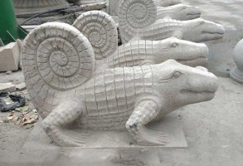 内江园林水池水景鳄鱼砂岩喷水雕塑
