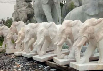 内江招财晚霞红大象石雕 (3)