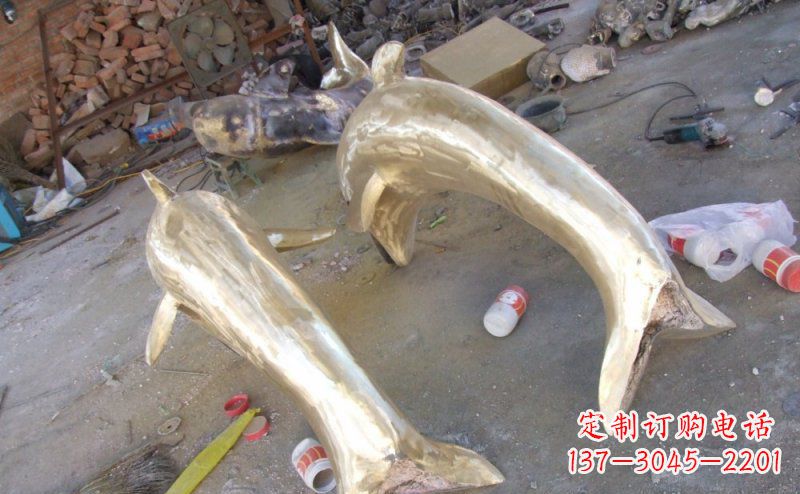 内江铸铜海豚公园动物铜雕
