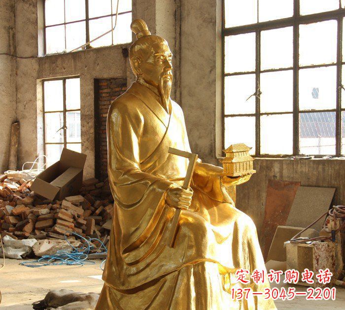 内江铸铜鲁班古代人物铜雕