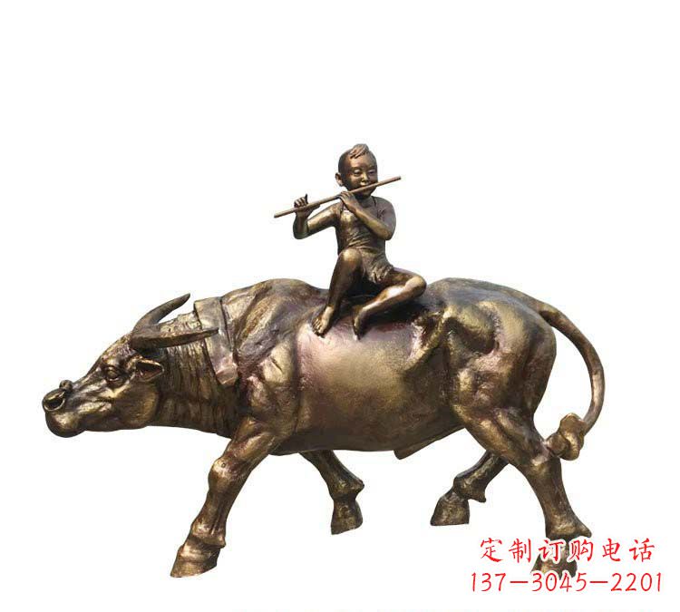 内江铸铜牧童牛雕塑