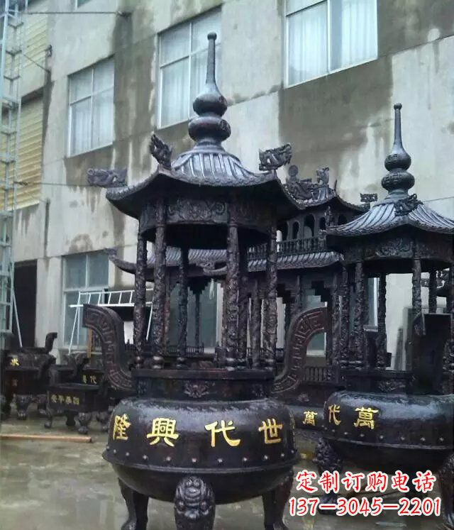 内江铸铜寺庙香炉铜雕 (3)