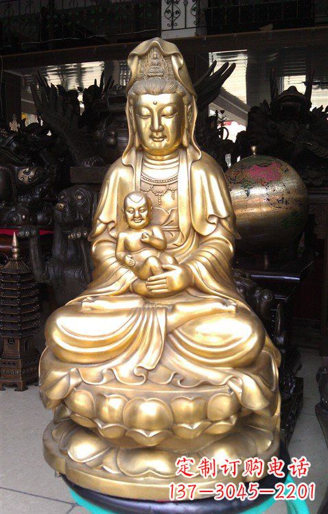 内江铸铜送子观音雕塑
