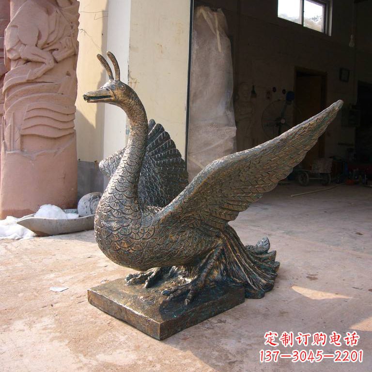 内江铸铜天之四灵朱雀雕塑摆件