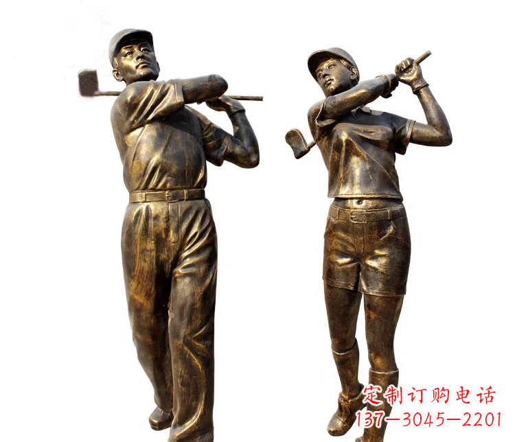 内江公园打高尔夫人物铜雕