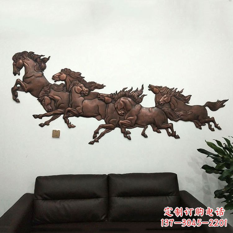 内江紫铜马儿浮雕装饰画