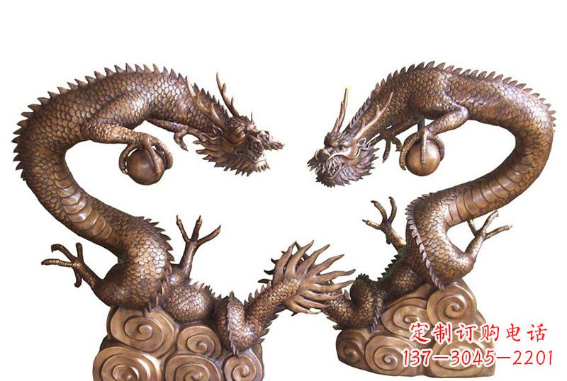 内江紫铜铸双龙戏珠