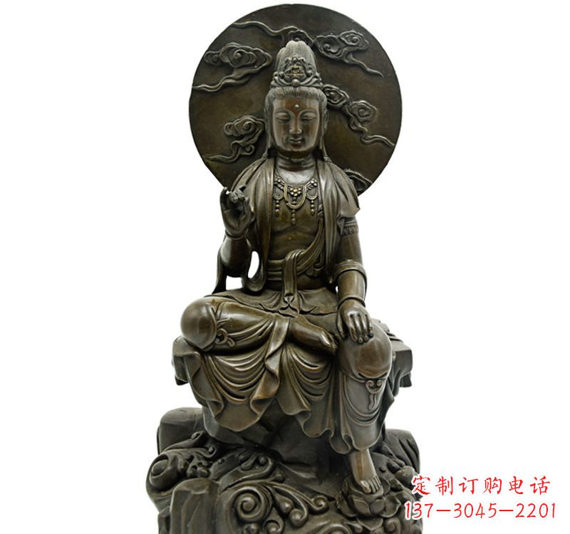 内江自在观音菩萨仿古铜雕佛像