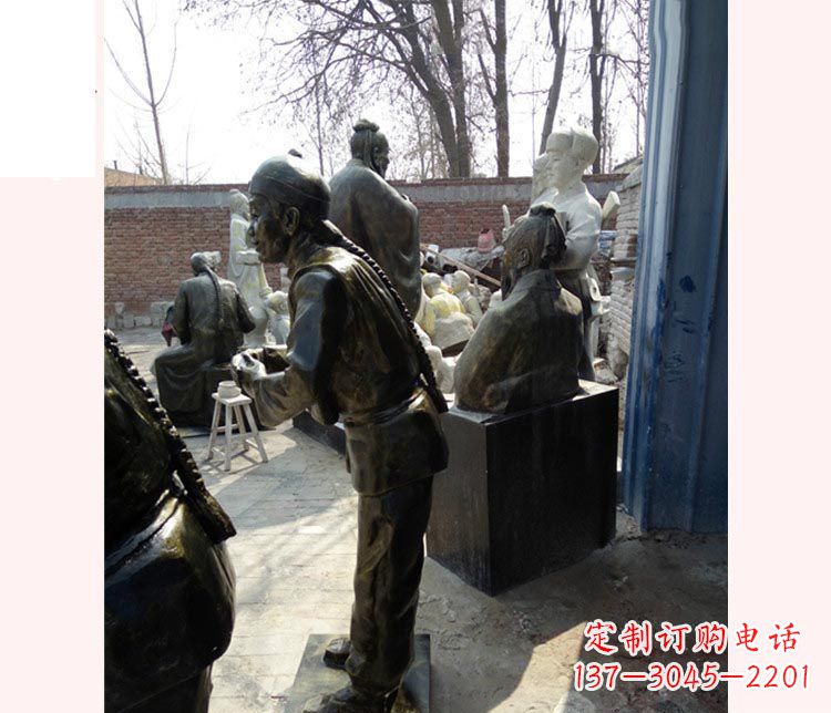 内江作揖的店小二铜雕