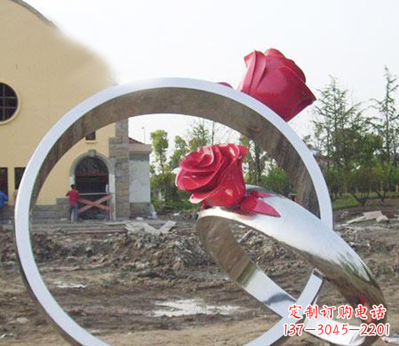 内江广场景观不锈钢戒指雕塑