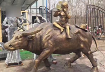 内江吹笛子的牧童牛公园景观铜雕