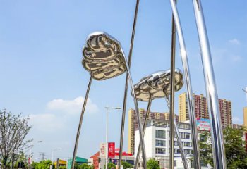 内江荷叶雕塑-广场不锈钢抽象艺术荷叶雕塑