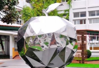 内江水果雕塑-别墅园林几何镜面户外不锈钢水果雕塑